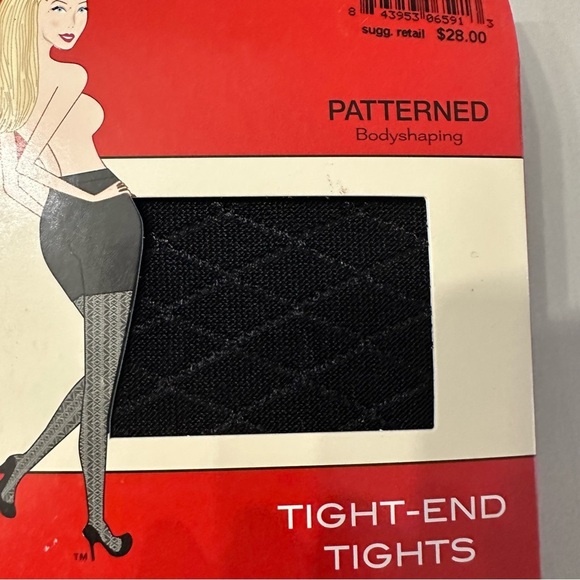 SPANX by Sara Blakely Black Tight-End Tights Bodyshaping Patterned Foil Sz B NWT - Picture 3 of 7
